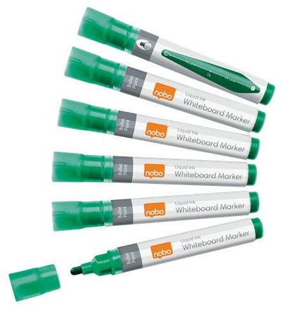 Nobo Box Of 10 Markers Whiteboard White - Punta Redonda 3MM - Ink Liquida - Level Ink - Colour Green — image 1