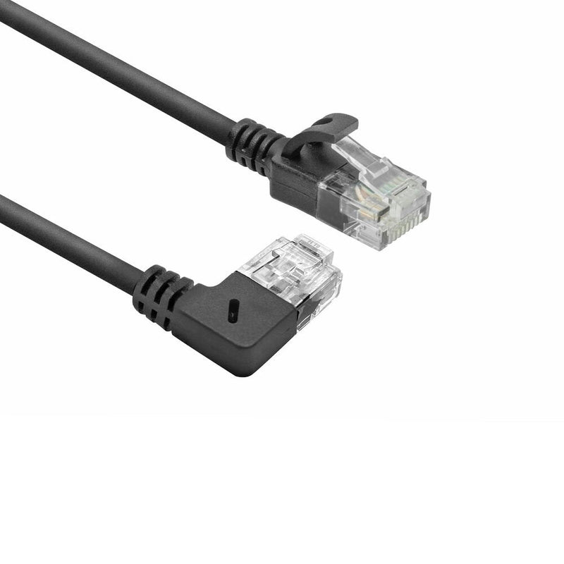 Black 5 Meters U UTP CAT.6A Lszh Slimline Patch Cable With RJ45 Connectors 90° Angled Right To Straight