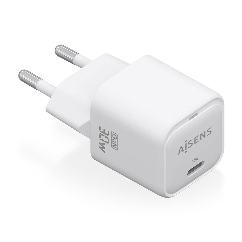 Aisens Charger GaN 30W, 1x USB-C PD 3.0 QC4.0, White