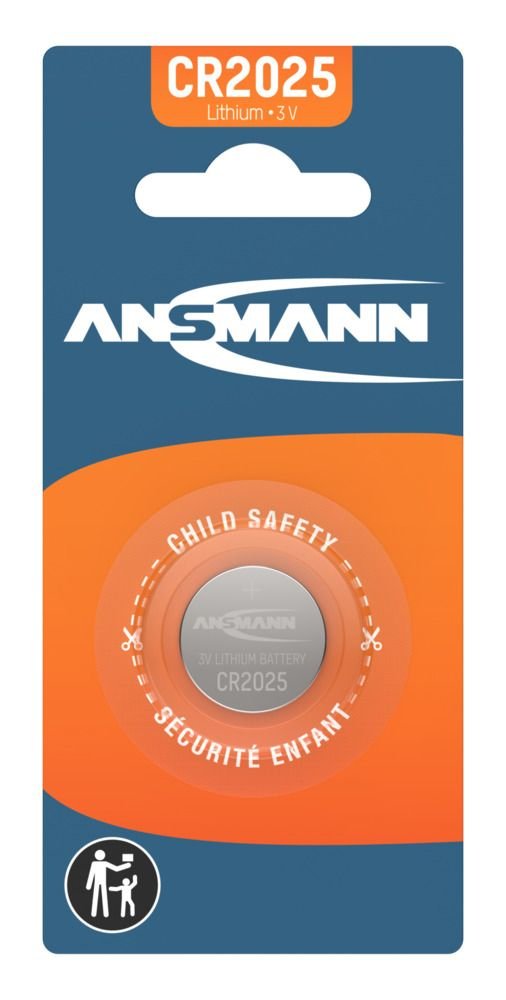 Ansmann Battery Button CR2025 Litio Key Car Long Vida Útil, Battery Spare Part High Yield, Quality Pre