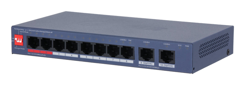 Dahua CS4010-8ET2GT-110 Switch PoE 8 Ports 10/100 + 2RJ45 Uplink Gigabit 110W Gestionable Cloud LAYER2