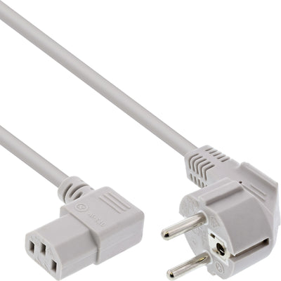 Inline Cable Power , Schutzkontakt CEE7/7 Ángulo a IEC-C13 3 Pines Ángulo, Grey 1,0M — image 1