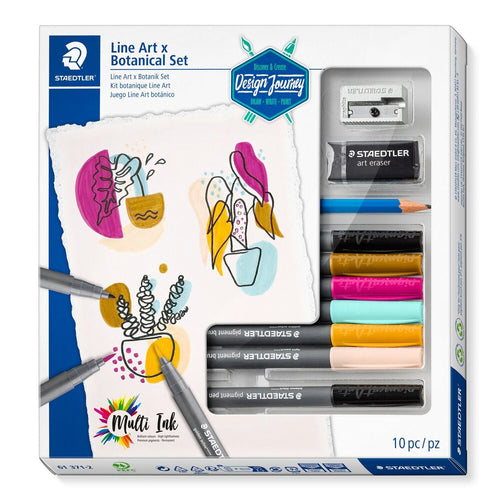 Staedtler Line Art Botanical Design Journey - Set Of 7 Markers Pigment Art Colours Surtidos, 1 Pencil 1 Rubber — image 1
