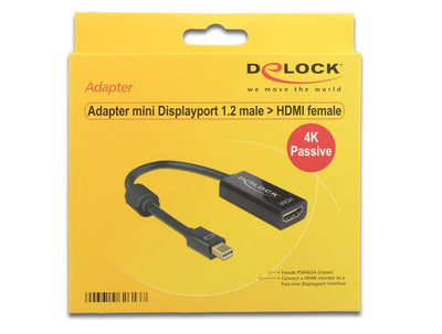Delock Adaptorcable Mini DisplayPort 1.2 Plug HDMI Socket Black 4K Passive — image 1