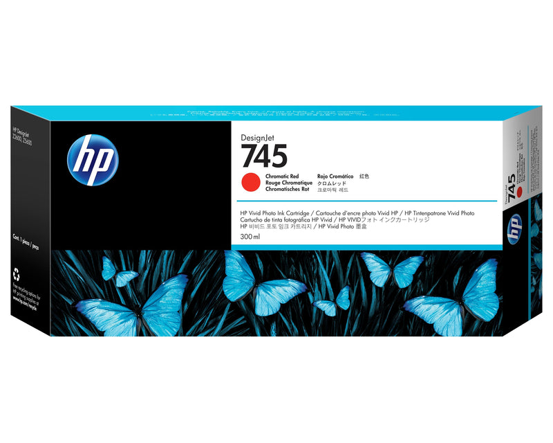 HP Genuine Ink 745 300ML Red Cromatico Genuine Designjet Z2600 Postscript, Z5600 Postscript