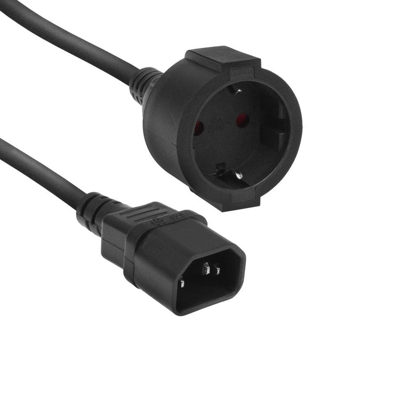 Cable Extension C14 a Cee 7/3 Shucko Female 0,20M Black