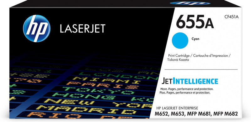 HP Genuine Toner 655A Cyan Laserjet CF451A Colour Laserjet Enterprise M652, M653, Laserjet Enterprise Flow Mfp