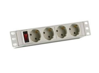 Power Strip Plugs Efb 10 1U 4XCEE 7/3 With Switch Aluminium Grey