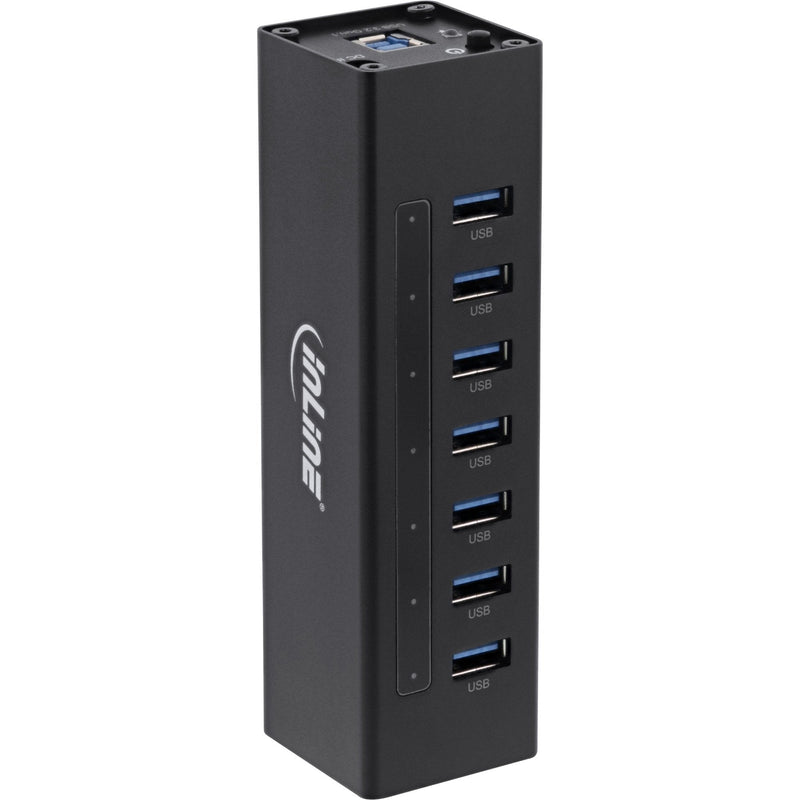 Inline USB 3.2 GEN.1 Hub 7 Ports Box Of Aluminium With Power Supply 2,5A Black
