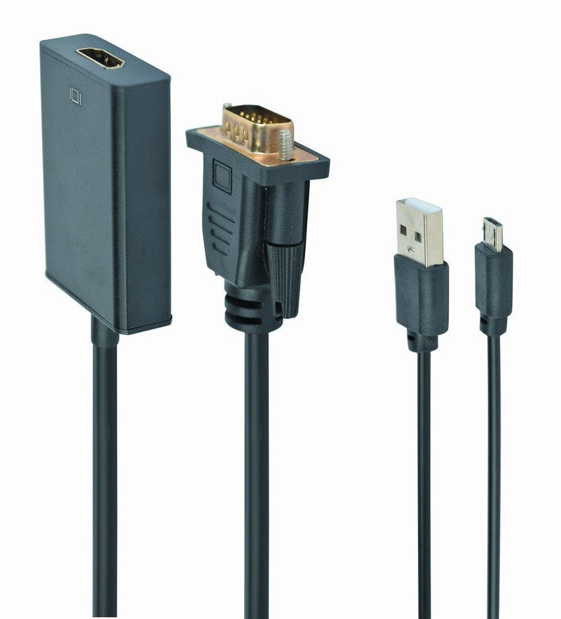Gembird Adapter VGA a HDMI With Audio Jack 3.5MM 0.15M Black A-VGA-HDMI-01