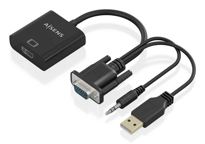 Aisens Cable Converter Svga + Audio a Hdmi, Svga/M+jack 3.5/M+usb-a/M-hdmi a/H, Black 20CM — image 1