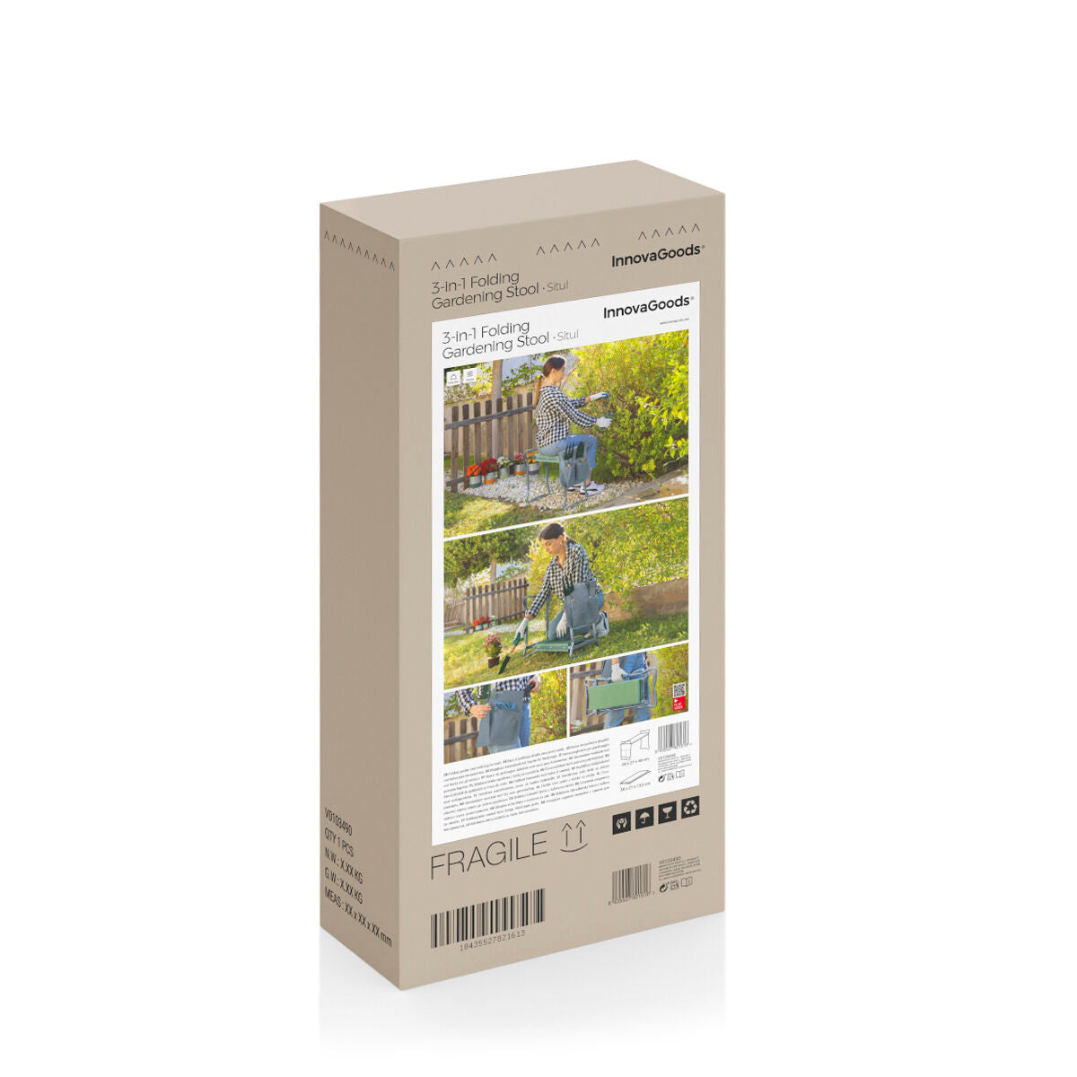 Innovagoods 3-In-1 Folding Garden Seat With Bag For Tools Situl Innovagoods