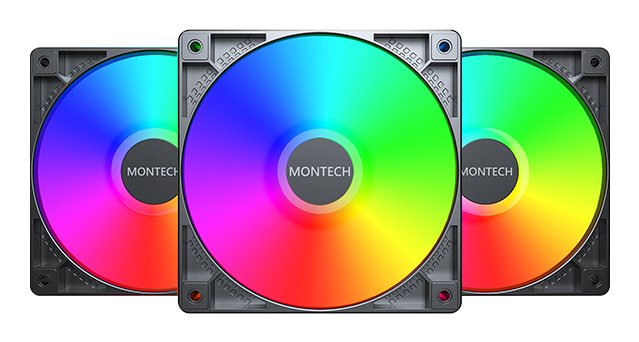 Montech Fan 120X120 GF120 PWM Black Pack 3 + Hub
