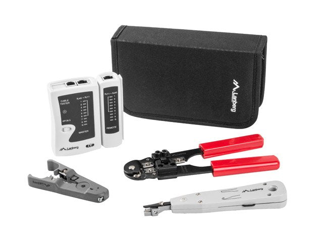 Lanberg Kit Tools Redes NT-0301,TESTER, Pelacables, Crimpadora, Tool Insercion