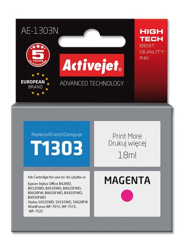 Activejet Ink AE-1303N (reemplazo Epson T1303 - Supreme - 18ML - Magenta