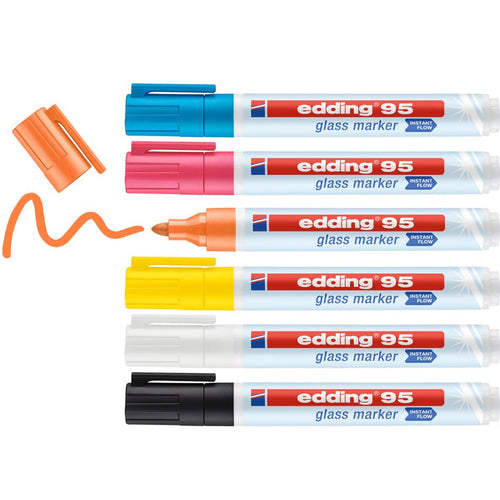 Edding 95 Pack 6 Markers Tiza Liquida - Punta Redonda - Trazo 1.5-3MM - Colours White Yellow Black — image 1