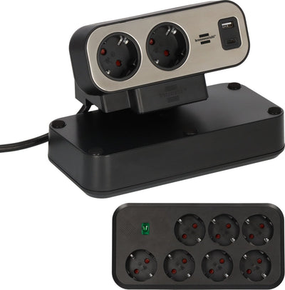 Brennenstuhl Estilo Power Strip Desktop Dúplex 9 Contactos, 2x USB Black/Silver Cable 2 Metres Usb-a, Usb-c, W — image 1
