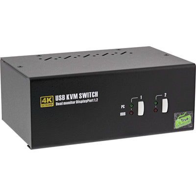 Inline Switch KVM , 2 Ports Monitor Dual DisplayPort 1.2, 4K, USB 2.0, Audio — image 1