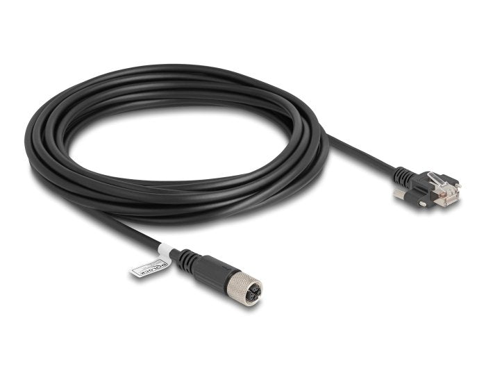 Delock M12 Cable X-kodiert 8 Pin Female a RJ45 Male CAT.6A S/FTP 5M Black