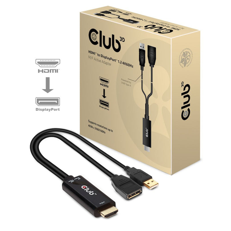 CLUB3D HDMI 2.0 To DisplayPort 1.2 4K60HZ Hdr M/F Activo Black