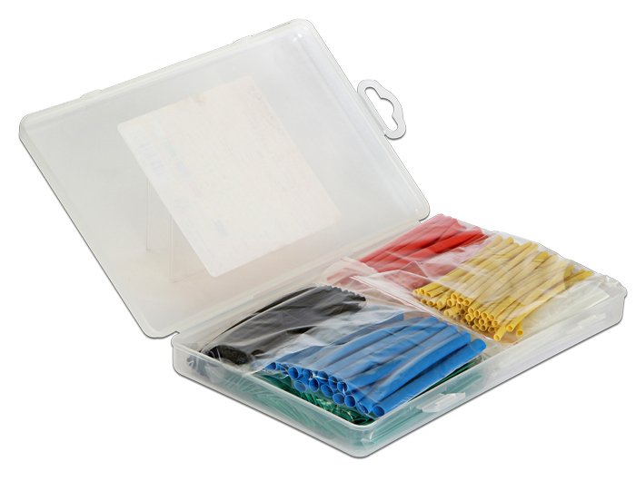Delock 86278 Box Surtida Tubos Termorretráctiles, Relación Contracción 2:1, Colours Surtidos 230 Pieces