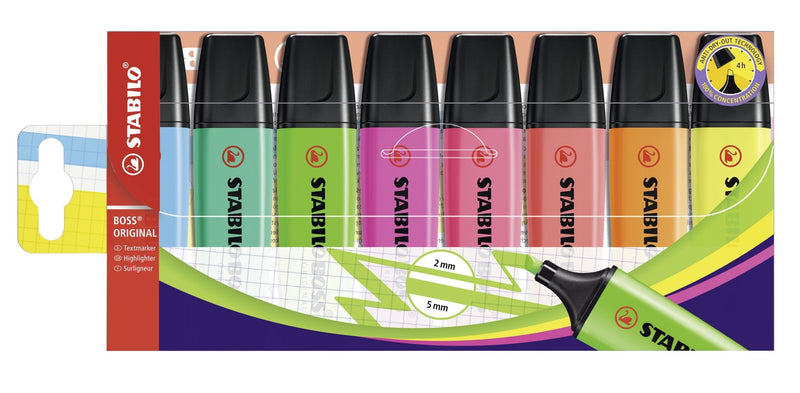 Stabilo Boss Case Marcadores Fluorescentes Genuine Case 8 Colours - Punta Biselada