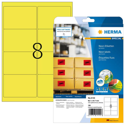 Herma Labels A4 Yellow Neón 99,1X67,7MM Paper 160 Units — image 1