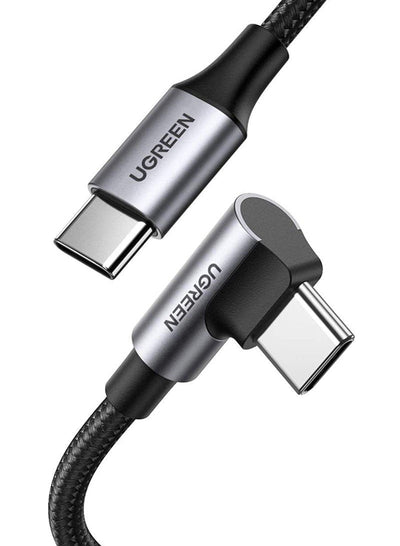 UGREEN US334 USB-C Auf USB-C 100W Schnellladecable 1X Winkelstecker Nylonummantelung Aluminumgehuse 2M Black — image 1