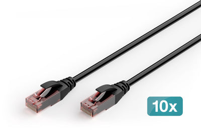 Digitus CAT.6 U/UTP Outdoor- Network Cable, Pe, 10 Units 3M, CAT.6, U/UTP (UTP), RJ-45, Black — image 1