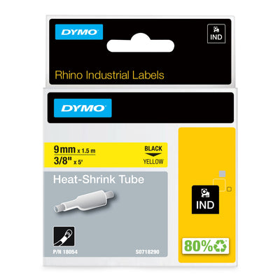 Dymo Rhino Tape ID1-9, Black Sobre Yellow 9MMX1'5M, Tubo Termorretractil (S0718290) — image 1