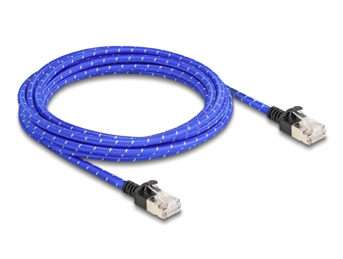 Delock 80379 RJ45 Network Cable Trenzado CAT.6A U/FTP Slim 3M Blue