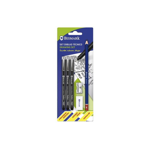 Bismark Pack School With 3 Markers Calibrados Colour Black 0.2, 0.4, 0.8MM, Lapicero Hb, Rubber Afilalapiz — image 1