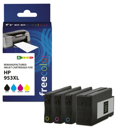 Freecolor Ink K10452F7 4 Pieces Compatible HP 953XL High (l) Yield Black Cyan Magenta Yellow — image 1