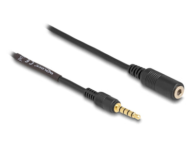 Delock 85733 Cable Extensión Connector Stereo 3,5MM 5 Pines, Male a Female 3M Black — image 1