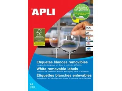 Apli Pack 2.400 Labels Blancas Cantos Rectos 64.6 X 33.8MM - Adhesive Removible - Aptas Printer And — image 1