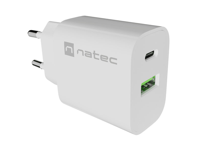 Natec Charger Network Ribera 1x USB-A + 1x USB-C 20W White