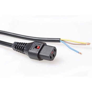 Powercord C13 IEC Lock - Open End Black 4M, PC1026