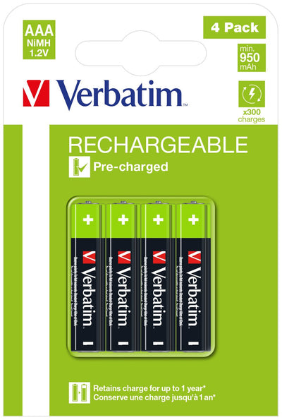 Verbatim Batteries Alcalinas Recargables Aaa - HR03 - (pack 4 Units (sustituye 49942) — image 1