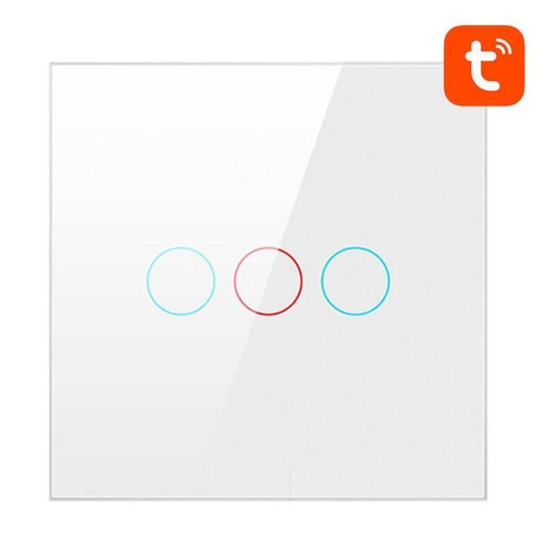 Avatto LZTS02-EU-W3 3 Buttons Zigbee White - Switch Touchscreen Smart