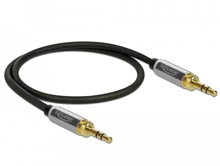 Delock Cable Stereo 3,5MM, 3 Pines Male a Male With Adapter Screw 0,5M