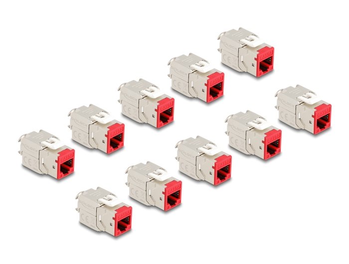 Delock Keystone Modulo RJ45 Female a Lsa CAT.6A Red Set 10 Pieces