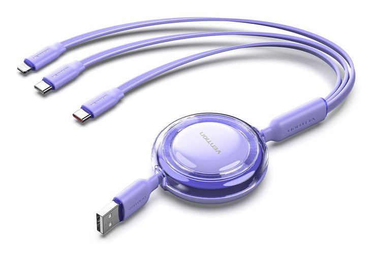 Vention USB Cable Type-c 2.0 5A Trjvbe USB Type-c Male 3x USB Type-c Male Up To 100W 480Mbps 1.1M Purple