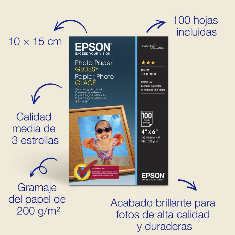 Epson Paper Photo Paper Glossy 10X15CM 100 Hojas