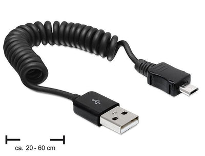Delock USB Cable a - Micro USB M/M 0.20M-0.60M Espiral Black — image 1