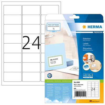 Herma Labels Dirección Premium A4 White 63,5 X 33,9MM 600 Pieces — image 1