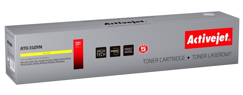 Activejet Toner ATO-310YN (reemplazo Oki 44469704 - Supreme - 2000 Páginas - Yellow