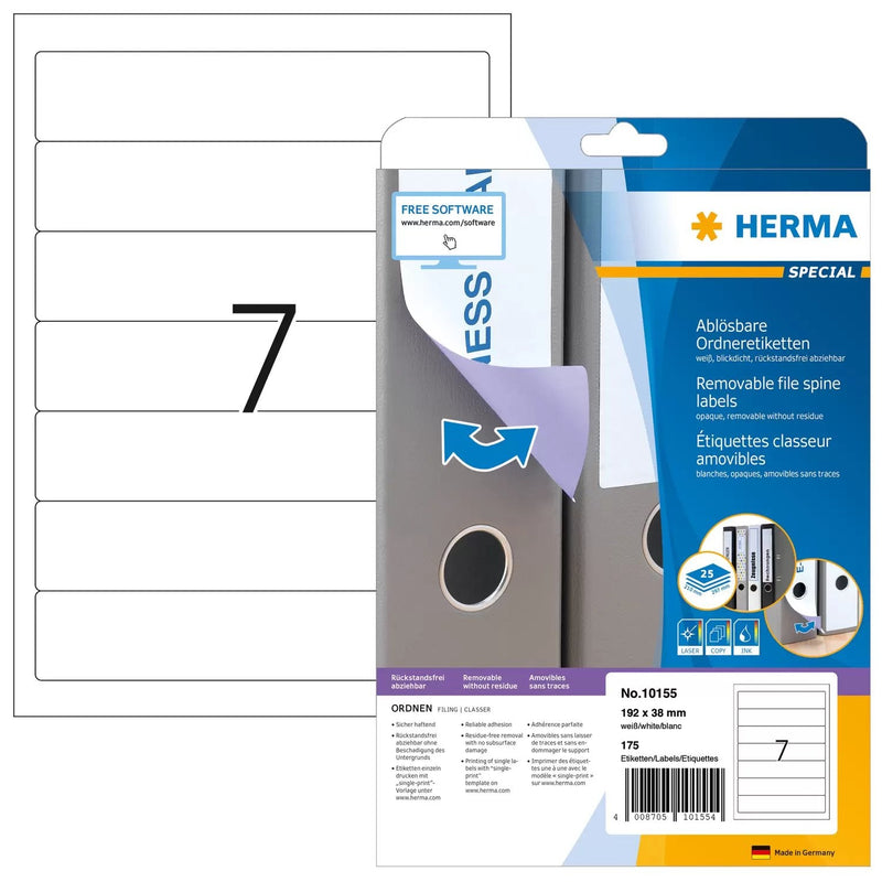 Herma Labels Ring Binder 38,0 X 192,0MM White