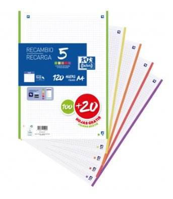 Oxford Spare Part 100 Hojas Sueltas A4 Microperforadas 5X5MM 90GR Band Colours Surtidos — image 1