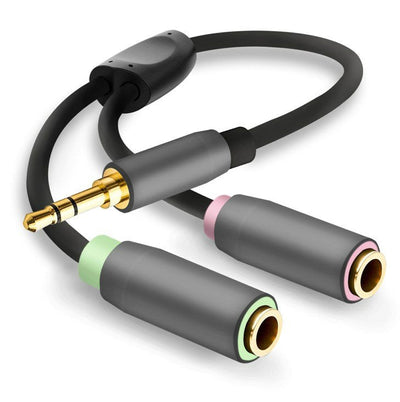 Helos Cable Adapter , Connector 3,5MM / 2 Connectors 3,5MM, Premium, Black — image 1