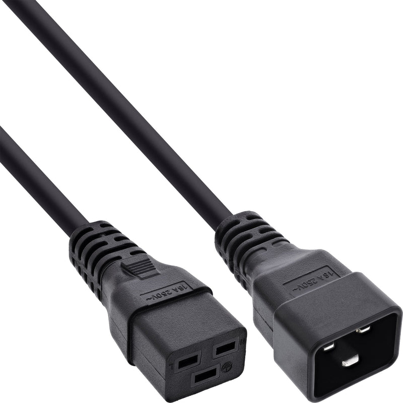 Inline Cable Power C19 a C20 3 Pines IEC Male a Female Black 3M